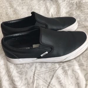 Black Perf Leather Slip On Vans Women’s Size 8